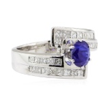 2.42 ctw Sapphire and Diamond Ring - 14KT White Gold