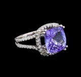 14KT White Gold 9.07 ctw Tanzanite and Diamond Ring