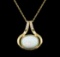 Opal and Diamond Pendant With Chain - 14KT Yellow Gold