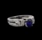 1.02 ctw Sapphire and Diamond Ring - 14KT White Gold