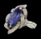 3.81 ctw Tanzanite and Diamond Ring - 14KT White Gold