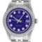 Rolex Mens Stainless Steel Puple String Diamond 36MM Datejust Wristwatch