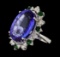 20.78 ctw Tanzanite and Diamond Ring - 14KT White Gold