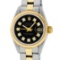 Rolex Ladies 2 Tone 14K Black Diamond 26MM Datejust Wristwatch