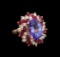 14KT Rose Gold 7.95 ctw Tanzanite, Ruby and Diamond Ring