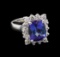 4.65 ctw Tanzanite and Diamond Ring - 14KT White Gold