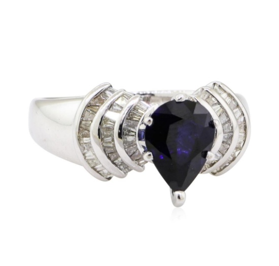 2.40 ctw Sapphire and Diamond Ring - 18KT White Gold