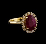 2.49 ctw Ruby and Diamond Ring - 14KT Yellow Gold