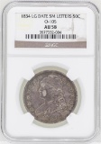 1834 Large Date Small Letters Capped Bust Half Dollar Coin NGC AU58