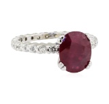 4.80 ctw Ruby and Diamond Ring - 14KT White Gold