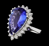 GIA Cert 8.74 ctw Tanzanite and Diamond Ring - 14KT White Gold