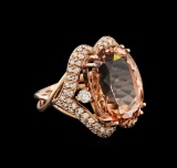 16.04 ctw Morganite and Diamond Ring - 14KT Rose Gold