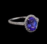 2.35 ctw Tanzanite and Diamond Ring - 14KT White Gold