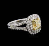 14KT White Gold 2.78 ctw Fancy Yellow Diamond Ring