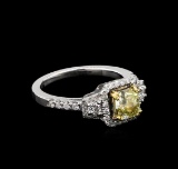 1.56 ctw Fancy Light Yellow Diamond Ring - 14KT White Gold