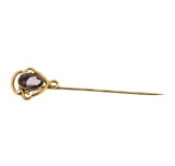 Amethyst Stick Pin - 10KT Yellow Gold