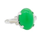 5.00 ctw Green Chalcedony Ring - 14KT White Gold