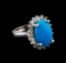 5.37 ctw Turquoise and Diamond Ring - 14KT White Gold