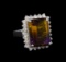 11.52 ctw Ametrine Quartz and Diamond Ring - 14KT White Gold