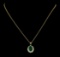 4.38 ctw Emerald and Diamond Pendant With Chain - 14KT Yellow Gold