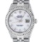 Rolex Mens SS MOP Diamond Lugs & Princess Cut Diamond Datejust Wristwatch With R