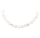 0.71 ctw Diamond and South Sea Pearl Necklace - 14KT White Gold