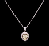 1.15 ctw Yellow Diamond Pendant With Chain - 14KT White Gold