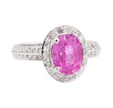 2.02 ctw Pink Topaz and Diamond Ring - 14KT White Gold