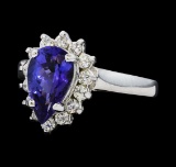 2.07 ctw Tanzanite and Diamond Ring - 14KT White Gold