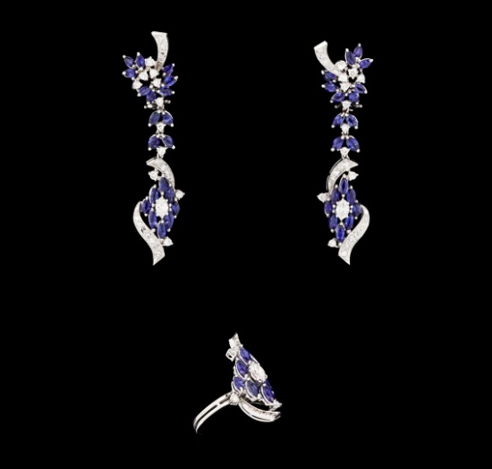 6.00 ctw Sapphire and Diamond Jewelry Suite - 14KT White Gold