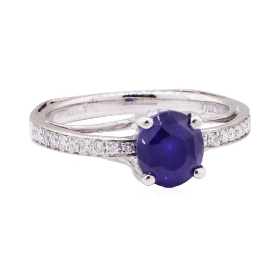 1.70 ctw Blue Sapphire and Diamond Ring - 18KT White Gold