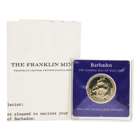 1975 $100 Barbados Gold Proof Coin