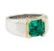 3.15 ctw Lab Grown Emerald Ring - 18KT White and Yellow Gold