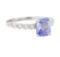 2.34 ctw Sapphire and Diamond Ring - 18KT White Gold