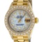 Rolex Ladies 18K Yellow Gold MOP Diamond Lugs President Wristwatch With Rolex Bo