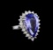 11.11 ctw Tanzanite and Diamond Ring - 14KT White Gold
