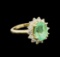3.25 ctw Emerald and Diamond Ring - 14KT Yellow Gold