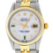 Rolex Mens 2 Tone 14K Mother Of Pearl Diamond 36MM Datejust Wristwatch