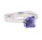 2.25 ctw Blue Sapphire And Diamond Ring - 18KT White Gold