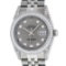 Rolex Mens Stainless Steel Slate Grey Lugs & Diamond Bezel Datejust Wristwatch