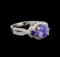 14KT White Gold 1.92 ctw Tanzanite, Sapphire and Diamond Ring