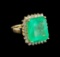 9.93 ctw Emerald and Diamond Ring - 14KT Yellow Gold