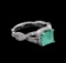 1.45 ctw Emerald and Diamond Ring - 14KT White Gold