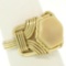 14k Yellow Gold Hexagon White Coral & Wrought Gold Wire Ring