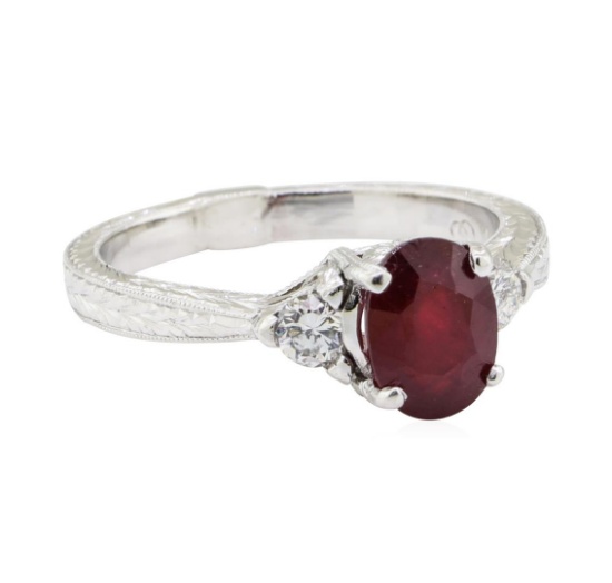 2.40 ctw Ruby and Diamond Ring - 18KT White Gold