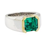 3.15 ctw Lab Grown Emerald Ring - 18KT White and Yellow Gold