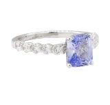 2.34 ctw Sapphire and Diamond Ring - 18KT White Gold