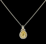 EGL USA Cert 1.28 ctw VS1 Fancy Yellow Diamond Pendant With Chain - Platinum