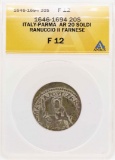 1646 Italy-Parma Ranuccio II Farnese 20 Soldi ANACS F12