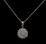 0.98 ctw Diamond Pendant With Chain - 14KT White Gold